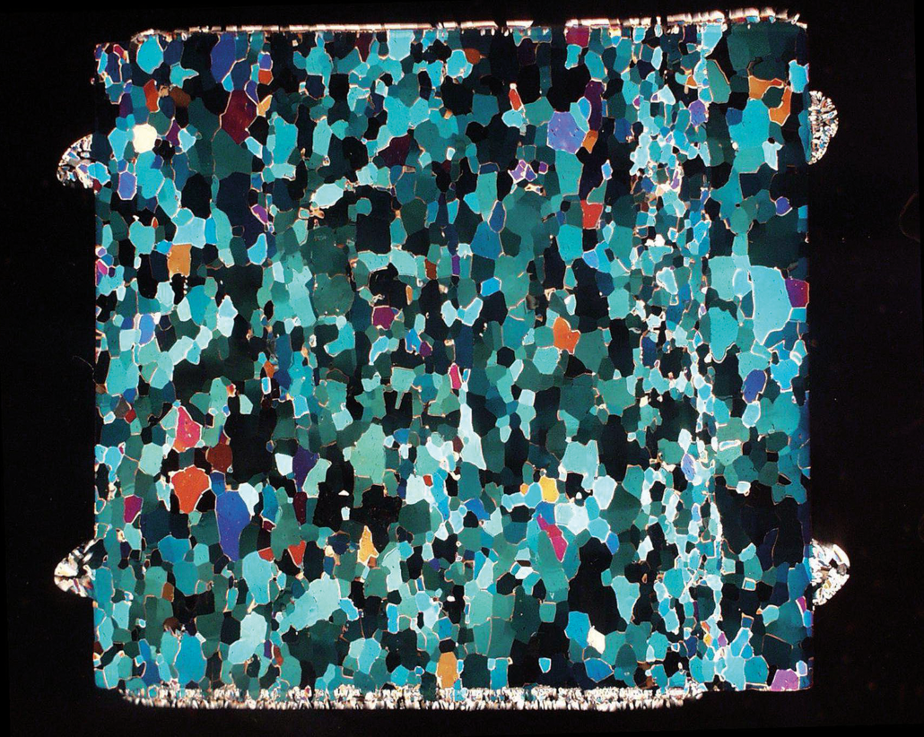 Iskrystaller under polariseret lys