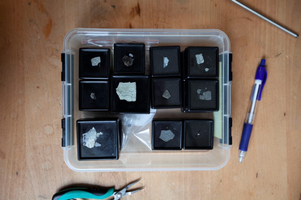 Måneprøver i plastikkasse